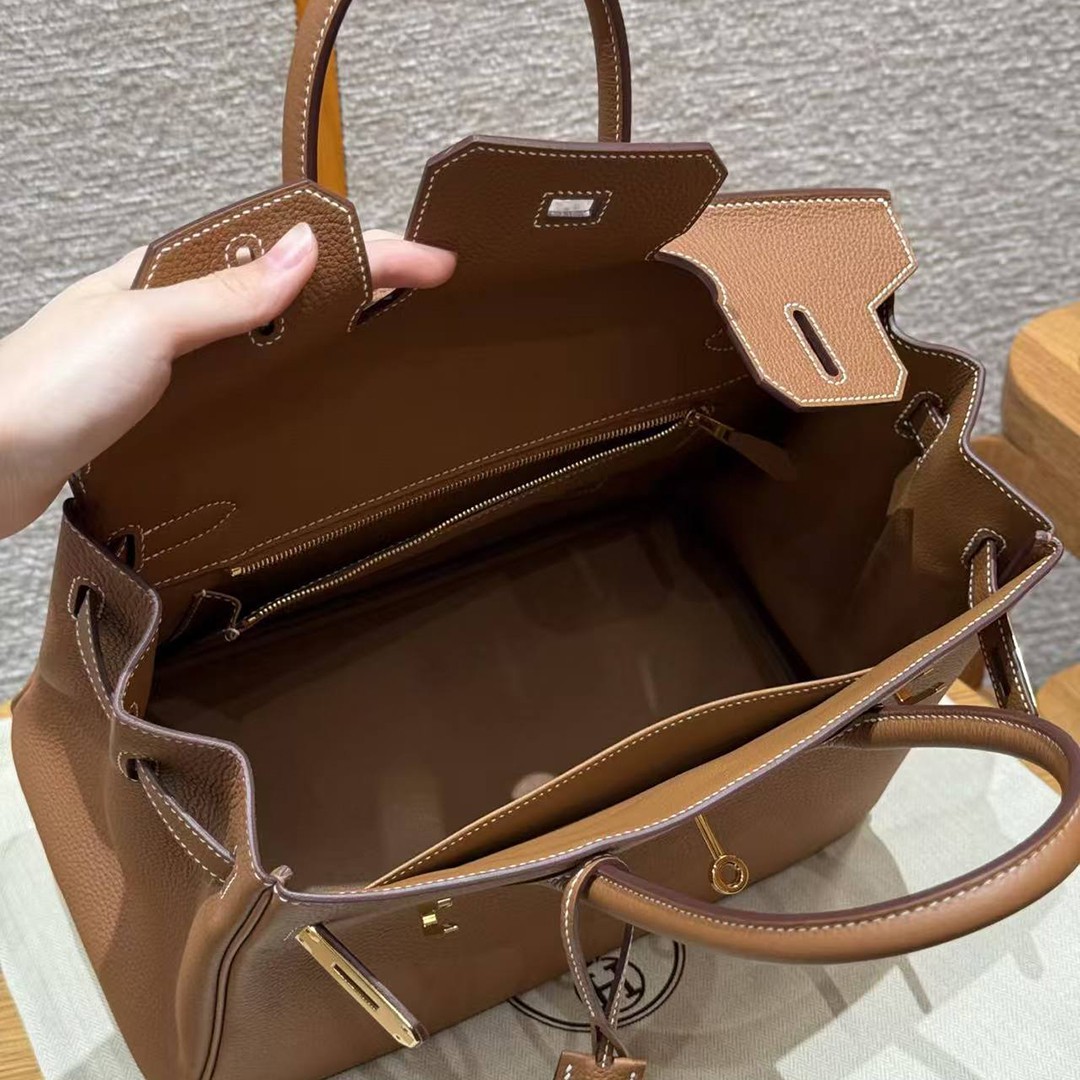 Hermes Birkin 30 Bag Handmade In Togo Calfskin Leather Gold Hardware 37 Gold - Image 13