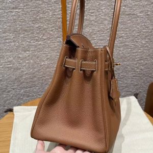 Hermes Birkin 30 Bag Handmade In Togo Calfskin Leather Gold Hardware 37 Gold - Image 12