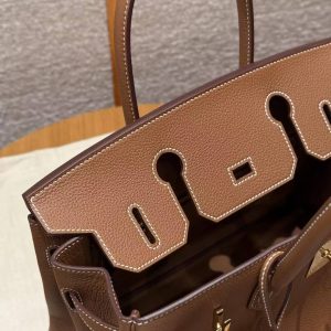 Hermes Birkin 30 Bag Handmade In Togo Calfskin Leather Gold Hardware 37 Gold - Image 11