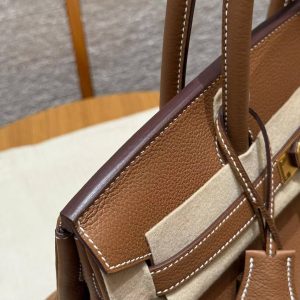 Hermes Birkin 30 Bag Handmade In Togo Calfskin Leather Gold Hardware 37 Gold - Image 8