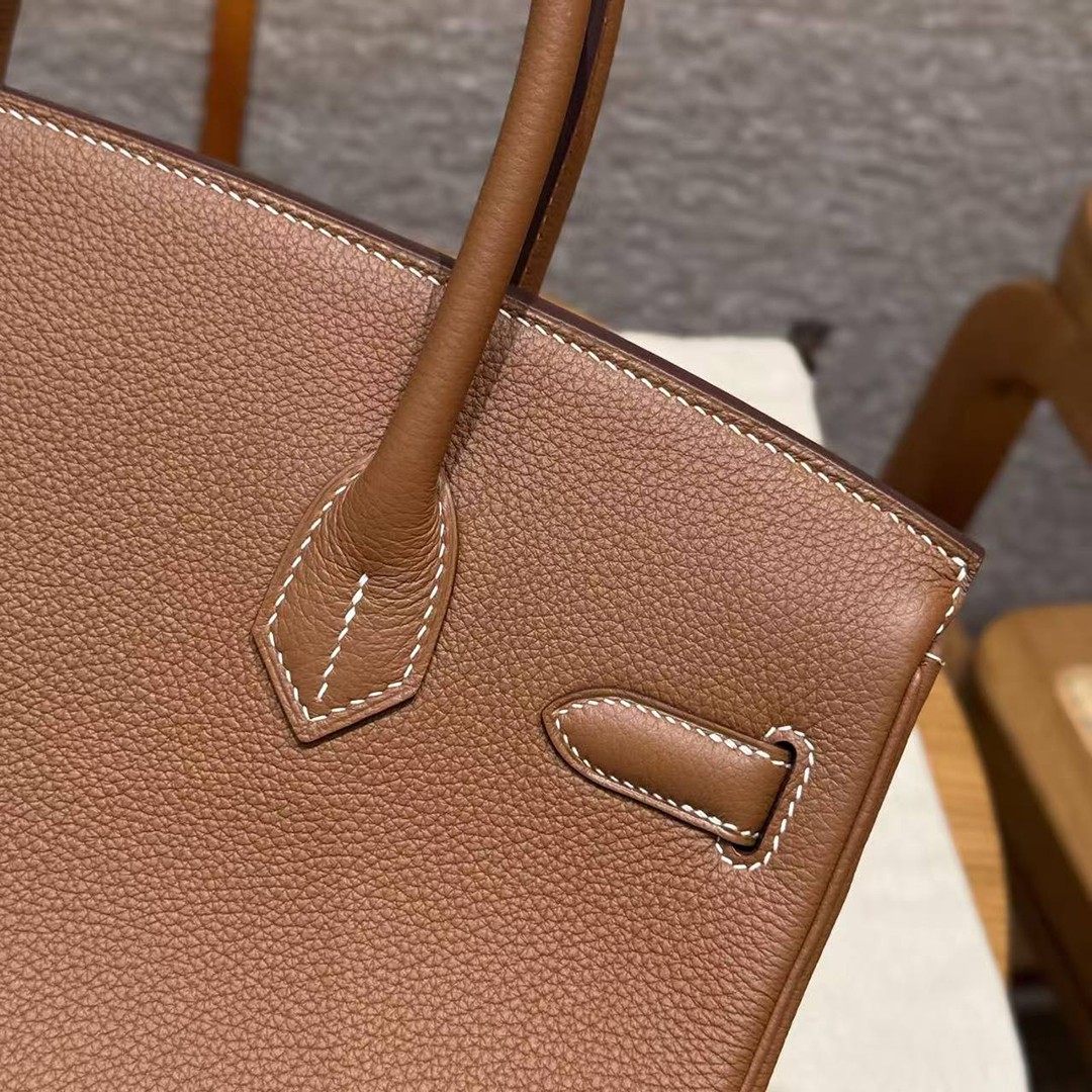 Hermes Birkin 30 Bag Handmade In Togo Calfskin Leather Gold Hardware 37 Gold - Image 7