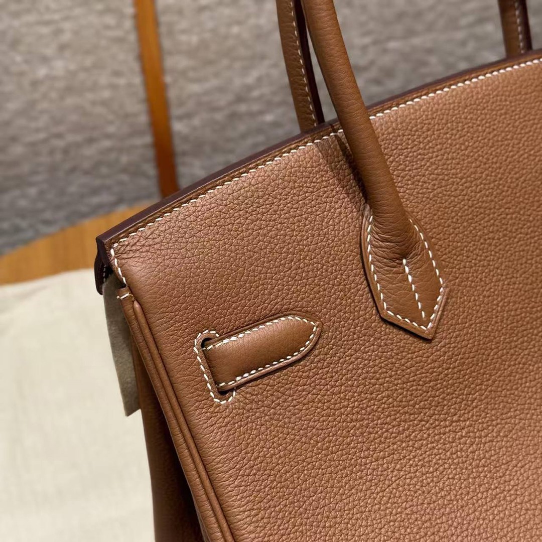 Hermes Birkin 30 Bag Handmade In Togo Calfskin Leather Gold Hardware 37 Gold - Image 6