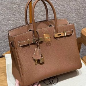 Hermes Birkin 30 Bag Handmade In Togo Calfskin Leather Gold Hardware 37 Gold - Image 3
