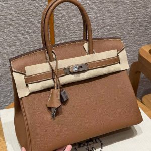 Alternative view of Hermes Birkin 30 Bag Handmade In Togo Calfskin Leather Silver Hardware 37 Gold