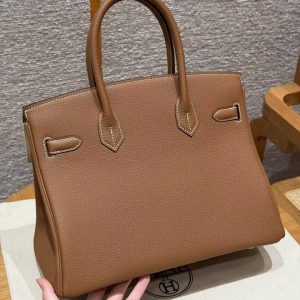 Hermes Birkin 30 Bag Handmade In Togo Calfskin Leather Silver Hardware 37 Gold - Image 19