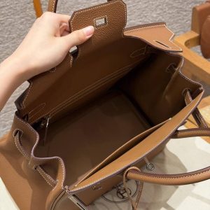 Hermes Birkin 30 Bag Handmade In Togo Calfskin Leather Silver Hardware 37 Gold - Image 15