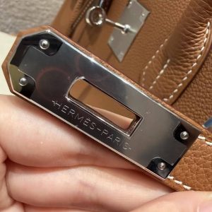 Hermes Birkin 30 Bag Handmade In Togo Calfskin Leather Silver Hardware 37 Gold - Image 13