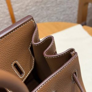 Hermes Birkin 30 Bag Handmade In Togo Calfskin Leather Silver Hardware 37 Gold - Image 7