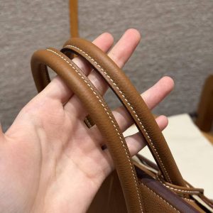 Hermes Birkin 30 Bag Handmade In Togo Calfskin Leather Silver Hardware 37 Gold - Image 6