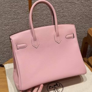 Hermes Birkin 30 Bag Handmade In Swift Calfskin Leather Rose Gold Hardware 3q Rose Sakura - Image 20