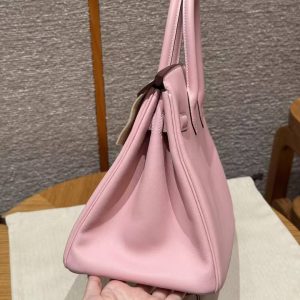 Hermes Birkin 30 Bag Handmade In Swift Calfskin Leather Rose Gold Hardware 3q Rose Sakura - Image 18