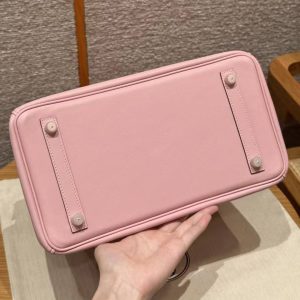 Hermes Birkin 30 Bag Handmade In Swift Calfskin Leather Rose Gold Hardware 3q Rose Sakura - Image 17