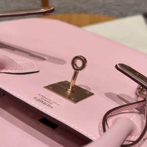 Hermes Birkin 30 Bag Handmade In Swift Calfskin Leather Rose Gold Hardware 3q Rose Sakura - Image 15