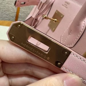 Hermes Birkin 30 Bag Handmade In Swift Calfskin Leather Rose Gold Hardware 3q Rose Sakura - Image 13