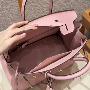 Hermes Birkin 30 Bag Handmade In Swift Calfskin Leather Rose Gold Hardware 3q Rose Sakura - Image 12