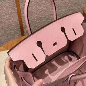 Hermes Birkin 30 Bag Handmade In Swift Calfskin Leather Rose Gold Hardware 3q Rose Sakura - Image 11