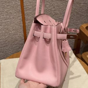 Hermes Birkin 30 Bag Handmade In Swift Calfskin Leather Rose Gold Hardware 3q Rose Sakura - Image 10