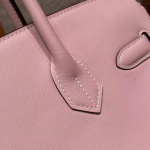 Hermes Birkin 30 Bag Handmade In Swift Calfskin Leather Rose Gold Hardware 3q Rose Sakura - Image 8