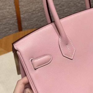 Hermes Birkin 30 Bag Handmade In Swift Calfskin Leather Rose Gold Hardware 3q Rose Sakura - Image 7