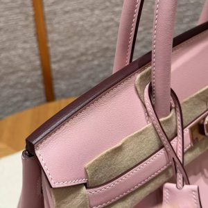 Hermes Birkin 30 Bag Handmade In Swift Calfskin Leather Rose Gold Hardware 3q Rose Sakura - Image 5