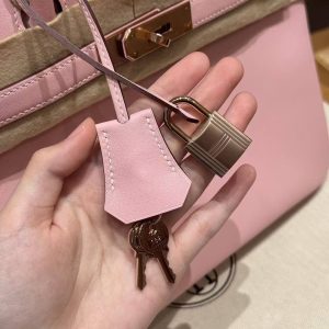 Hermes Birkin 30 Bag Handmade In Swift Calfskin Leather Rose Gold Hardware 3q Rose Sakura - Image 4