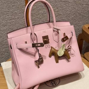 Hermes Birkin 30 Bag Handmade In Swift Calfskin Leather Rose Gold Hardware 3q Rose Sakura