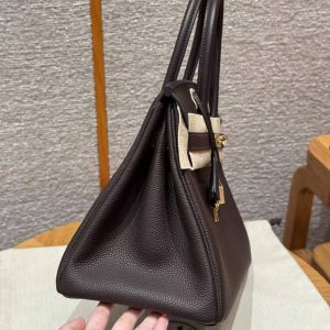 Hermes Birkin 30 Bag Handmade In Togo Calfskin Leather Gold Hardware 47 Chocolate - Image 18