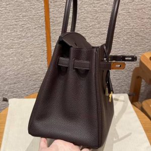 Hermes Birkin 30 Bag Handmade In Togo Calfskin Leather Gold Hardware 47 Chocolate - Image 9