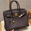 Hermes Birkin 30 Bag Handmade In Togo Calfskin Leather Gold Hardware 47 Chocolate