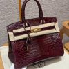 Hermes Birkin 30 Bag Handmade In Porosus Crocodile Leather Gold Hardware 55 Rouge H