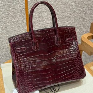 Hermes Birkin 30 Bag Handmade In Porosus Crocodile Leather Gold Hardware 55 Rouge H - Image 26