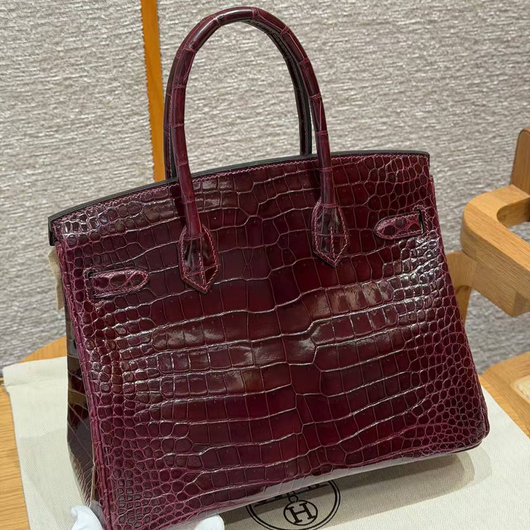 Hermes Birkin 30 Bag Handmade In Porosus Crocodile Leather Gold Hardware 55 Rouge H - Image 26