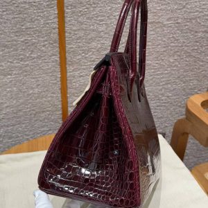 Hermes Birkin 30 Bag Handmade In Porosus Crocodile Leather Gold Hardware 55 Rouge H - Image 25
