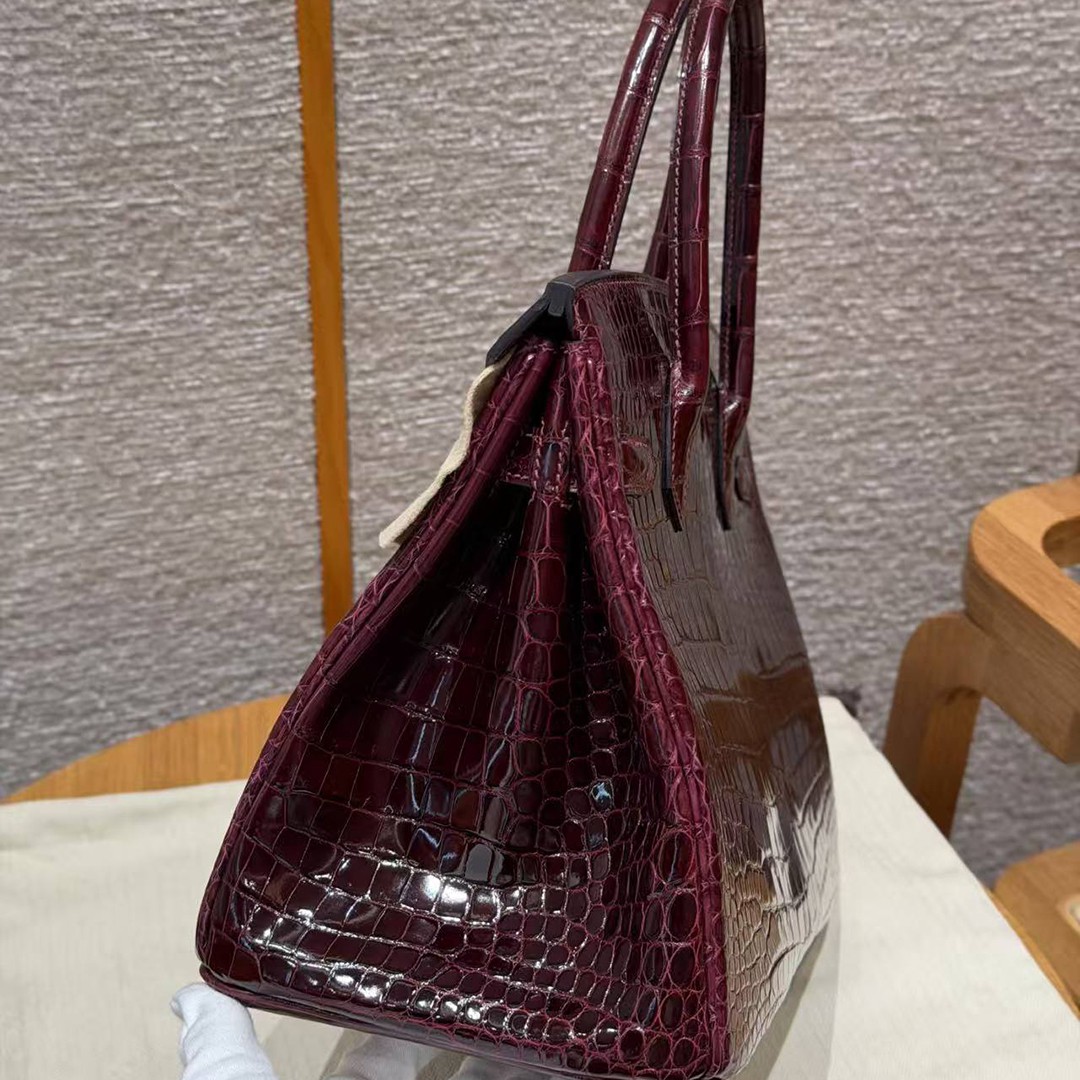 Hermes Birkin 30 Bag Handmade In Porosus Crocodile Leather Gold Hardware 55 Rouge H - Image 25