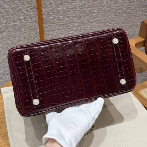 Hermes Birkin 30 Bag Handmade In Porosus Crocodile Leather Gold Hardware 55 Rouge H - Image 24