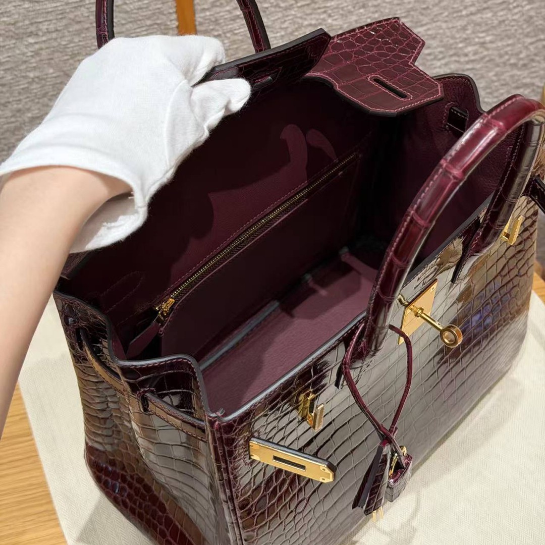 Hermes Birkin 30 Bag Handmade In Porosus Crocodile Leather Gold Hardware 55 Rouge H - Image 23