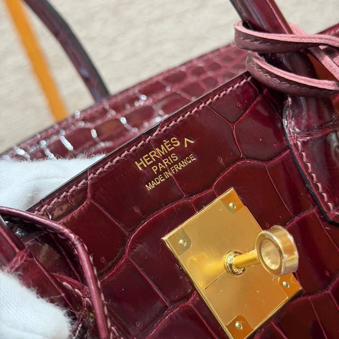 Hermes Birkin 30 Bag Handmade In Porosus Crocodile Leather Gold Hardware 55 Rouge H - Image 22