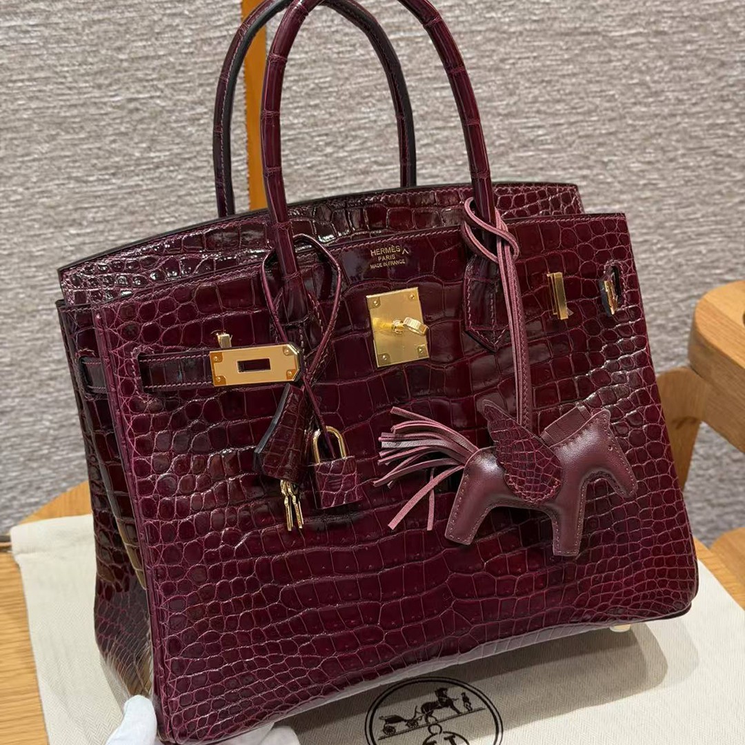 Hermes Birkin 30 Bag Handmade In Porosus Crocodile Leather Gold Hardware 55 Rouge H - Image 19