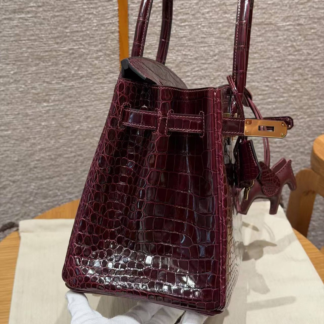 Hermes Birkin 30 Bag Handmade In Porosus Crocodile Leather Gold Hardware 55 Rouge H - Image 18