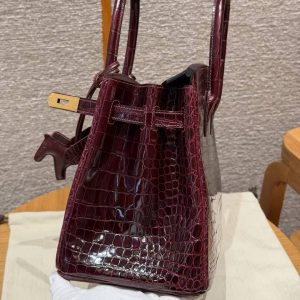 Hermes Birkin 30 Bag Handmade In Porosus Crocodile Leather Gold Hardware 55 Rouge H - Image 17