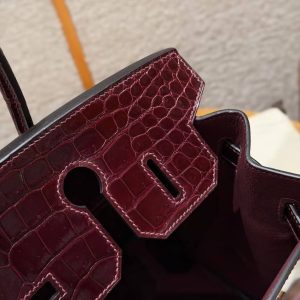 Hermes Birkin 30 Bag Handmade In Porosus Crocodile Leather Gold Hardware 55 Rouge H - Image 14