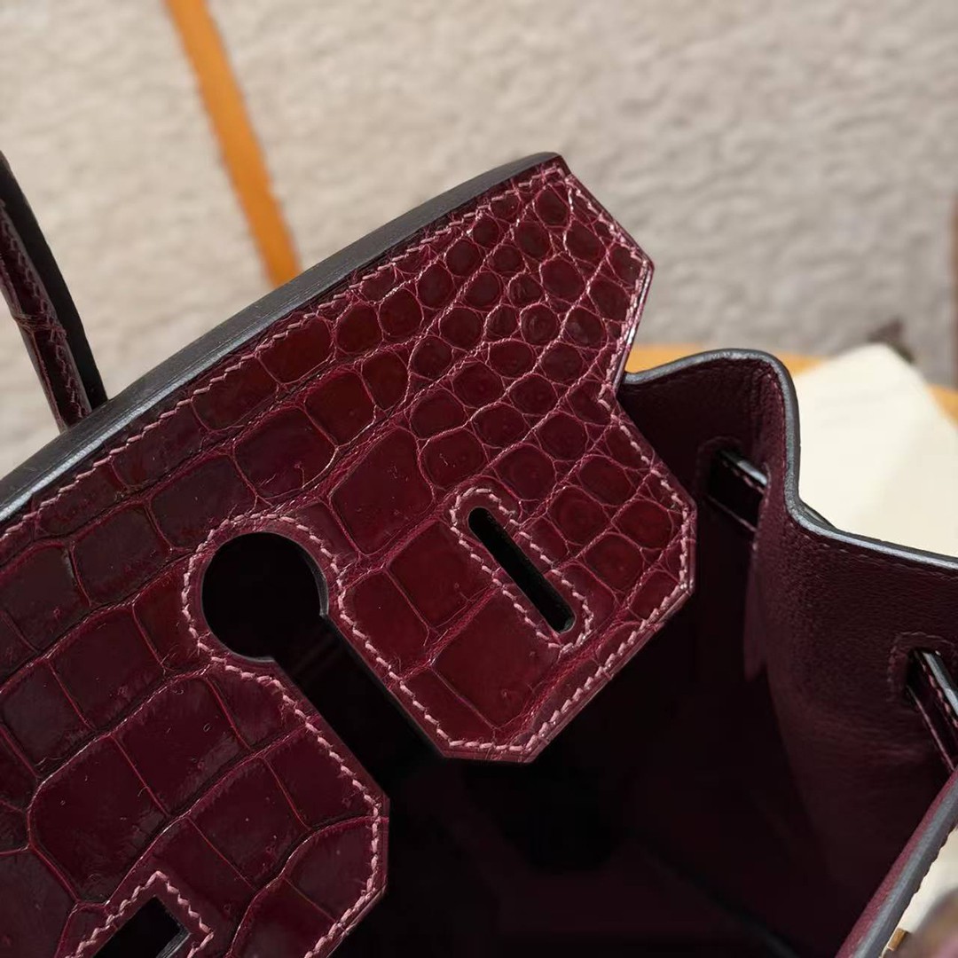 Hermes Birkin 30 Bag Handmade In Porosus Crocodile Leather Gold Hardware 55 Rouge H - Image 14