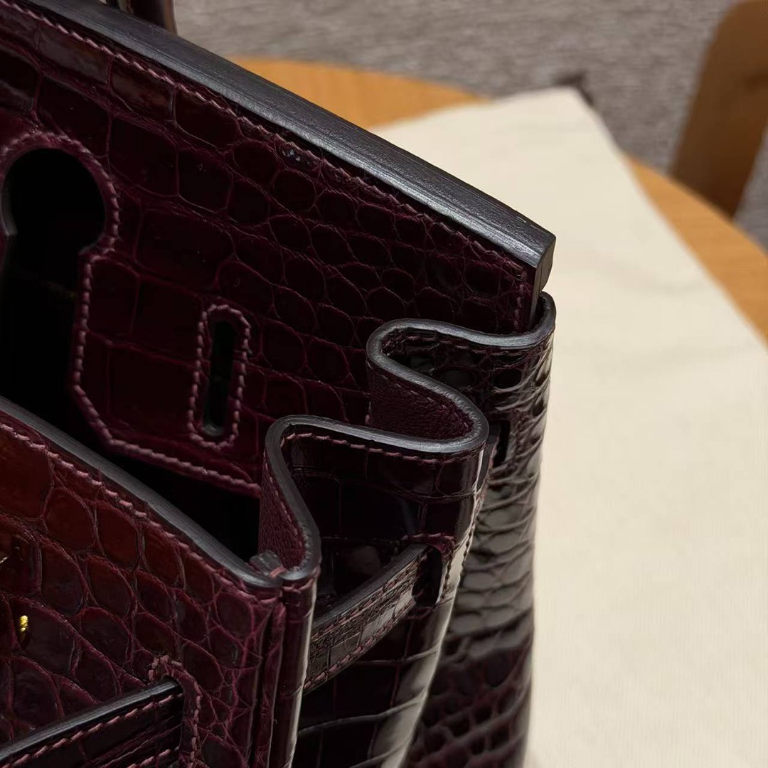 Hermes Birkin 30 Bag Handmade In Porosus Crocodile Leather Gold Hardware 55 Rouge H - Image 13
