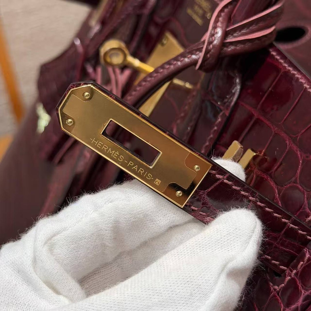 Hermes Birkin 30 Bag Handmade In Porosus Crocodile Leather Gold Hardware 55 Rouge H - Image 11