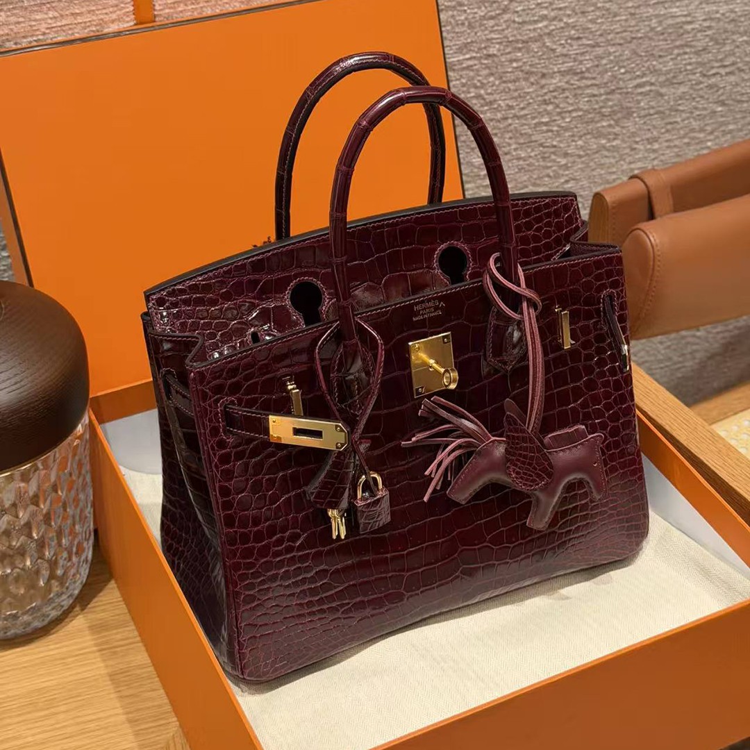Hermes Birkin 30 Bag Handmade In Porosus Crocodile Leather Gold Hardware 55 Rouge H - Image 10