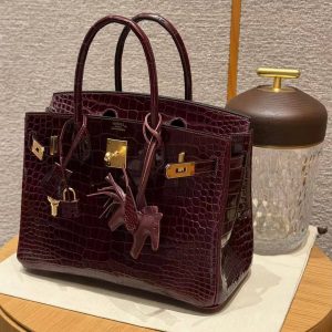 Hermes Birkin 30 Bag Handmade In Porosus Crocodile Leather Gold Hardware 55 Rouge H - Image 9