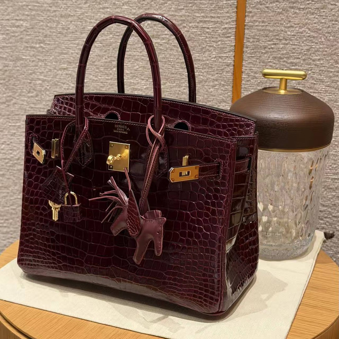 Hermes Birkin 30 Bag Handmade In Porosus Crocodile Leather Gold Hardware 55 Rouge H - Image 9