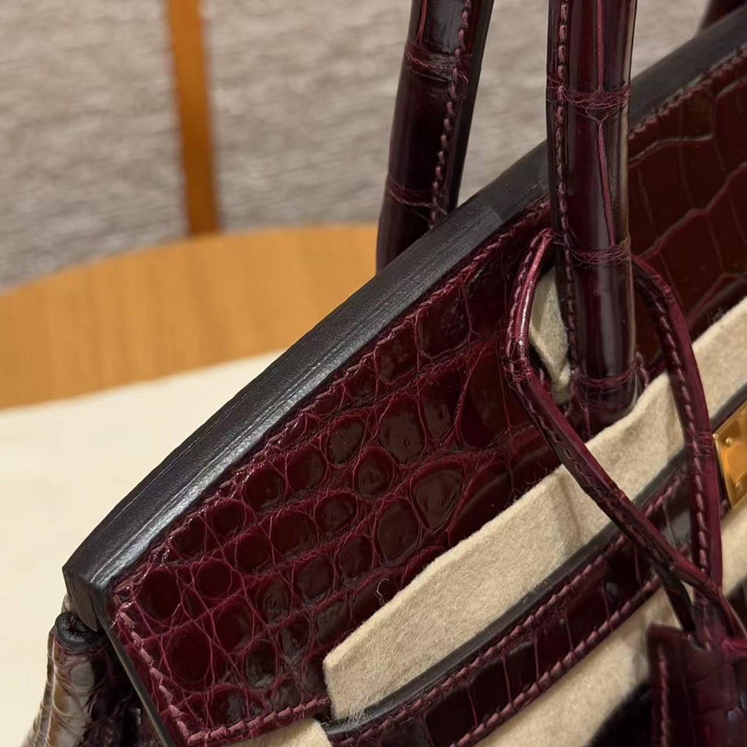 Hermes Birkin 30 Bag Handmade In Porosus Crocodile Leather Gold Hardware 55 Rouge H - Image 7