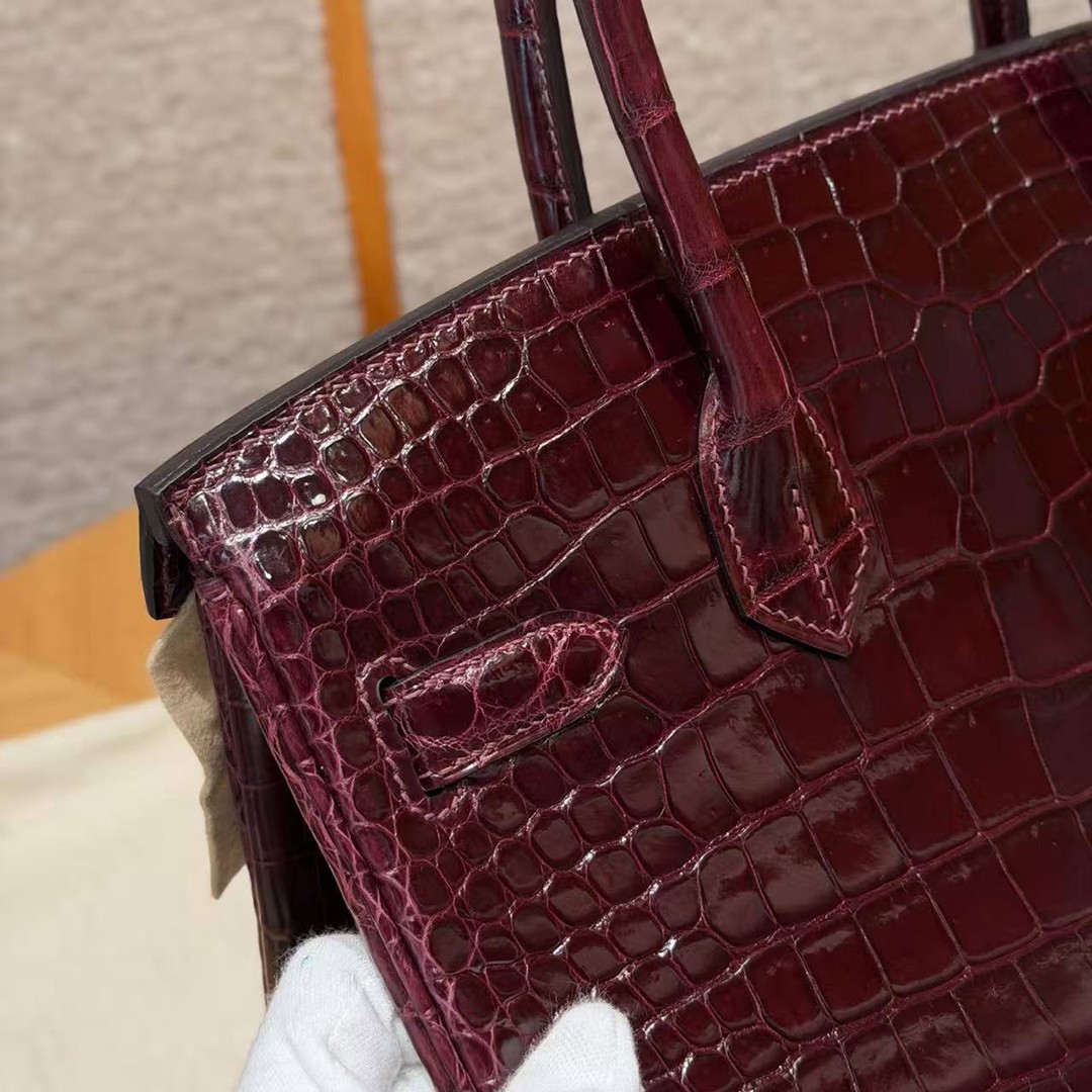 Hermes Birkin 30 Bag Handmade In Porosus Crocodile Leather Gold Hardware 55 Rouge H - Image 6
