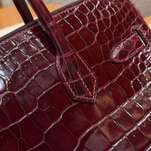 Hermes Birkin 30 Bag Handmade In Porosus Crocodile Leather Gold Hardware 55 Rouge H - Image 5